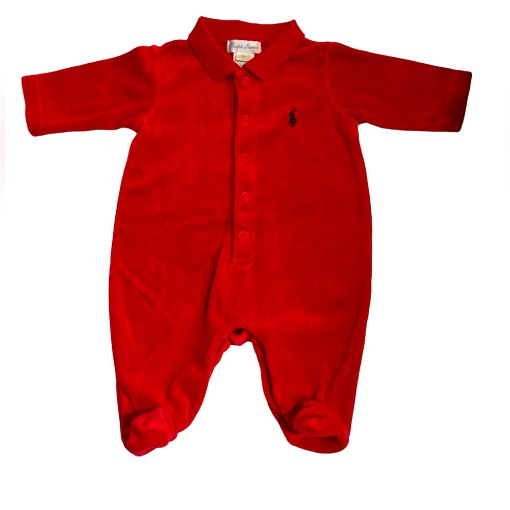 Ralph Lauren Baby Infant Velvety Romper Footies Sleeper Sz 3 months
